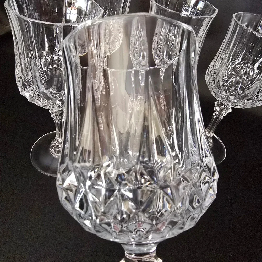 Elegant‎ Set of 5 Crystal D'Arques Cut Wine Glasses Stemware Clear Glassware